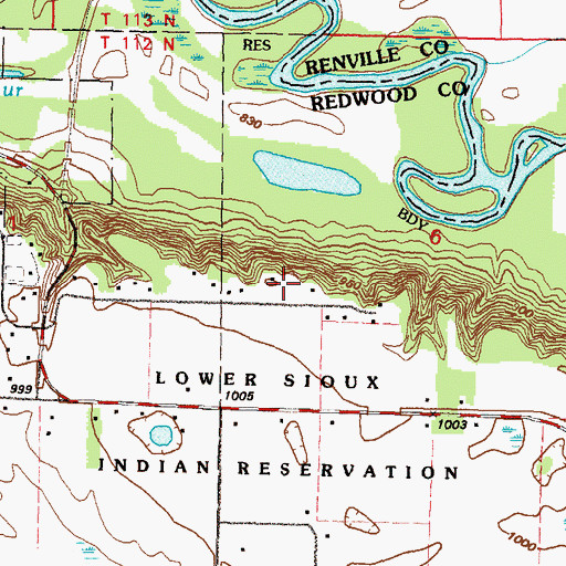 Topographic Map of Lower Sioux Indian Reservation, MN