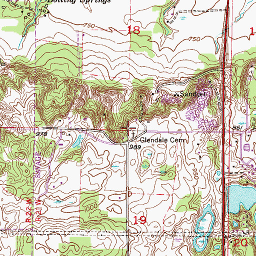 Topographic Map of Glendale, MN