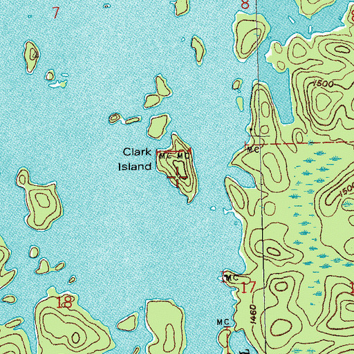 Topographic Map of Clark Island, MN