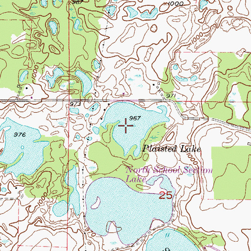 Topographic Map of Plaisted Lake, MN