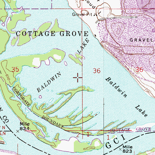 Topographic Map of Baldwin Lake, MN