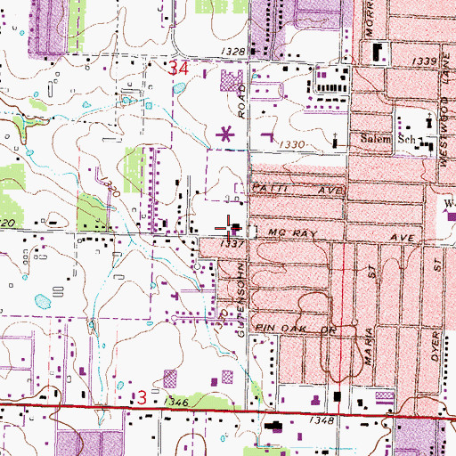 Topographic Map of Springdale Missionary Baptist Church, AR
