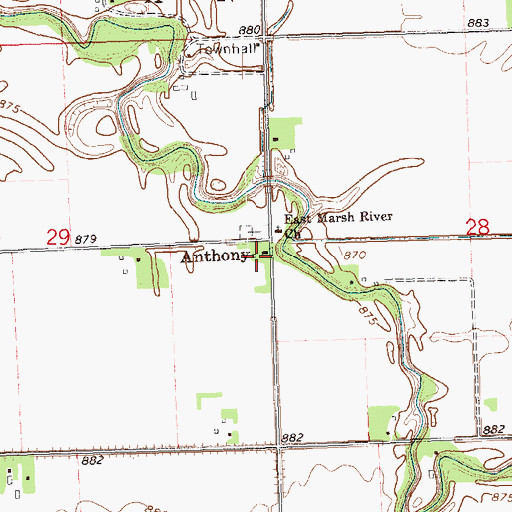 Topographic Map of Anthony, MN