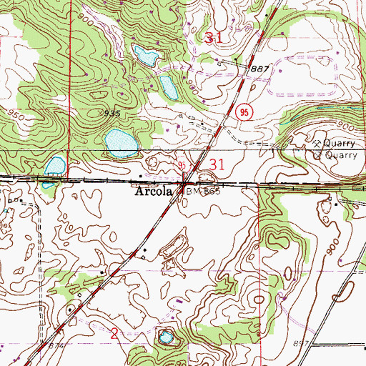 Topographic Map of Arcola, MN