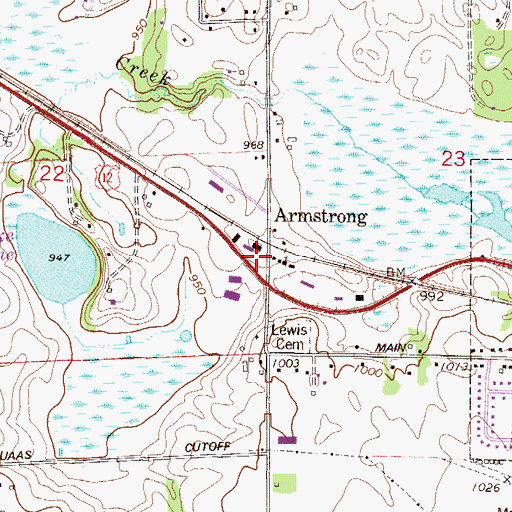 Topographic Map of Armstrong, MN