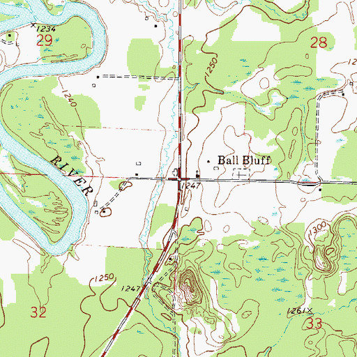 Topographic Map of Ball Bluff, MN