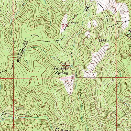 Topographic Map of Juniper Spring, AZ