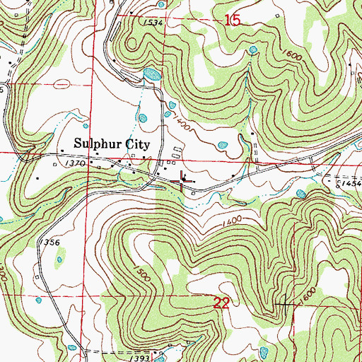 Topographic Map of Sulphur City Baptist Church, AR