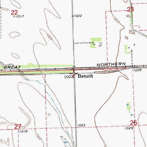 Topographic Map of Benoit, MN