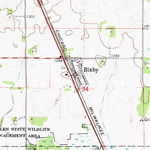 Topographic Map of Bixby, MN