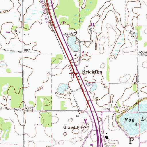 Topographic Map of Brickton, MN