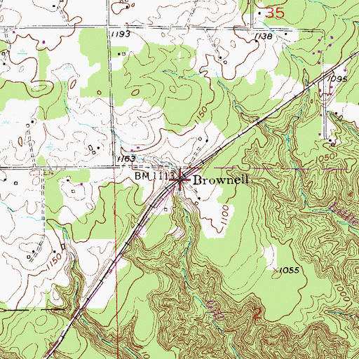 Topographic Map of Brownell, MN