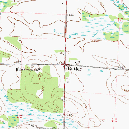 Topographic Map of Butler, MN