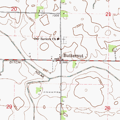 Topographic Map of Butternut, MN