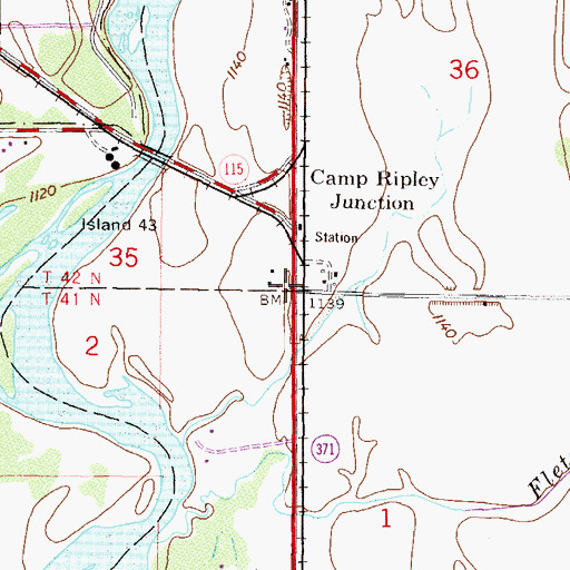 Topographic Map of Camp Ripley Junction, MN