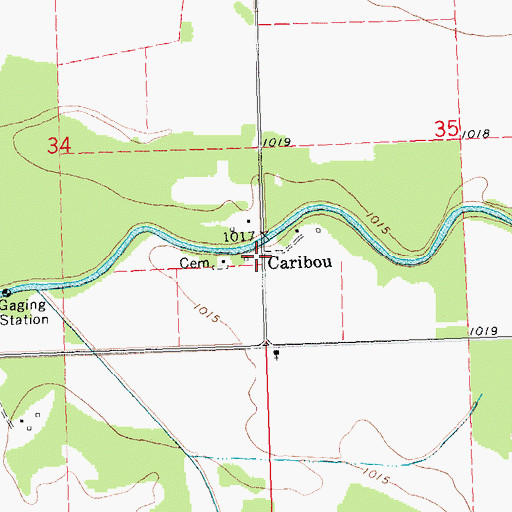 Topographic Map of Caribou, MN