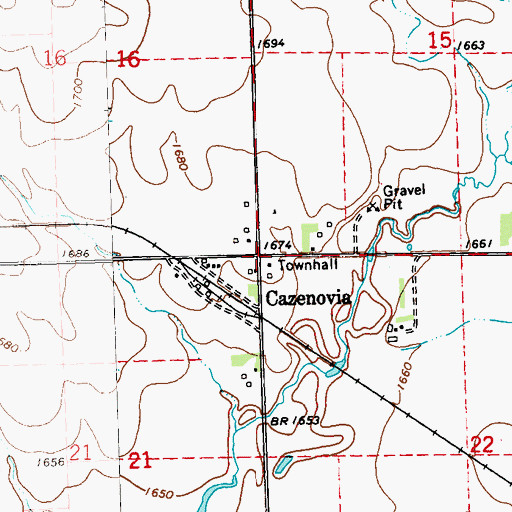 Topographic Map of Cazenovia, MN