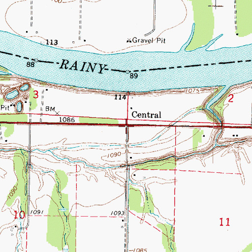 Topographic Map of Central, MN