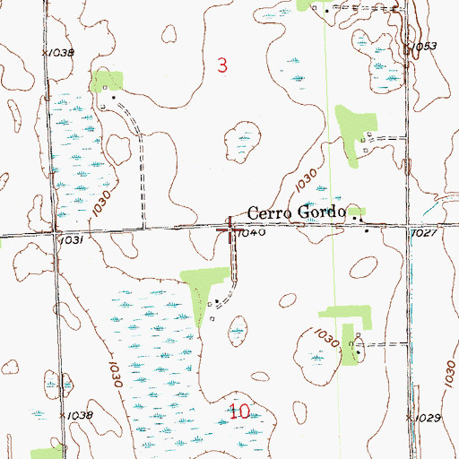 Topographic Map of Cerro Gordo, MN