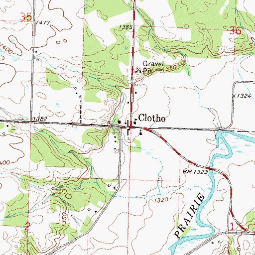 Topographic Map of Clotho, MN