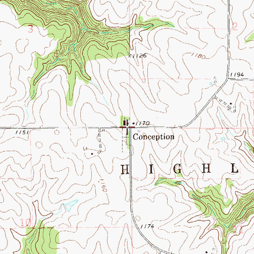 Topographic Map of Conception, MN