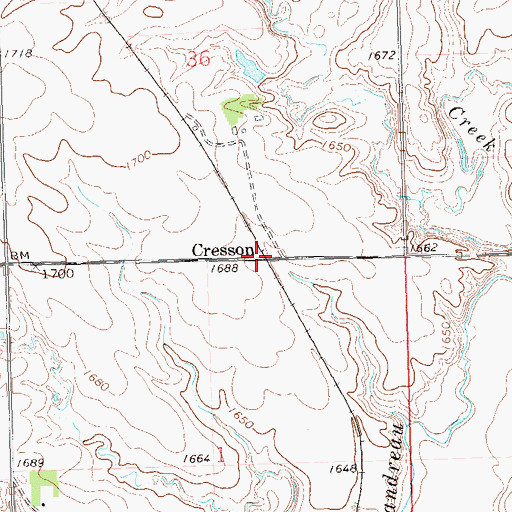 Topographic Map of Cresson, MN