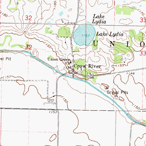 Topographic Map of Crow River, MN