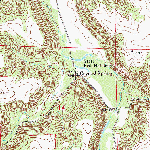 Topographic Map of Crystal Spring, MN