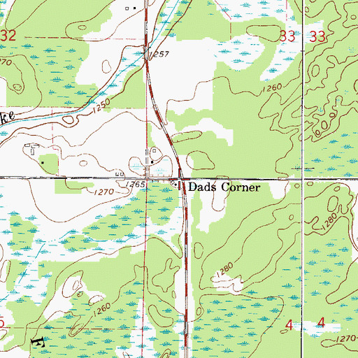 Topographic Map of Dads Corner, MN