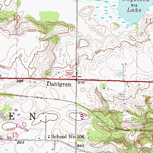 Topographic Map of Dahlgren, MN