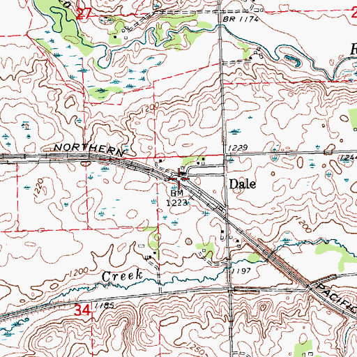 Topographic Map of Dale, MN