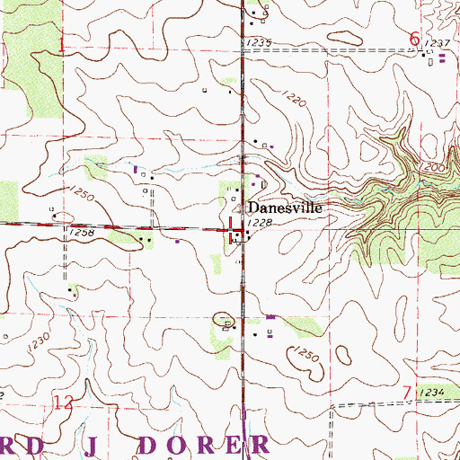 Topographic Map of Danesville, MN