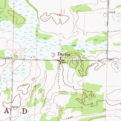 Topographic Map of Davies, MN