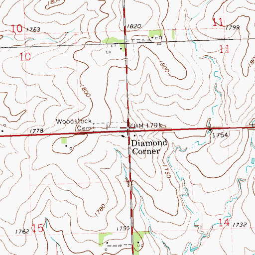 Topographic Map of Diamond Corner, MN