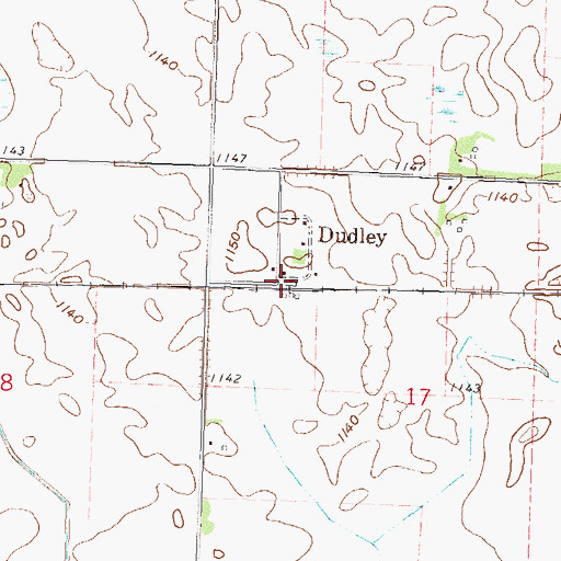 Topographic Map of Dudley, MN