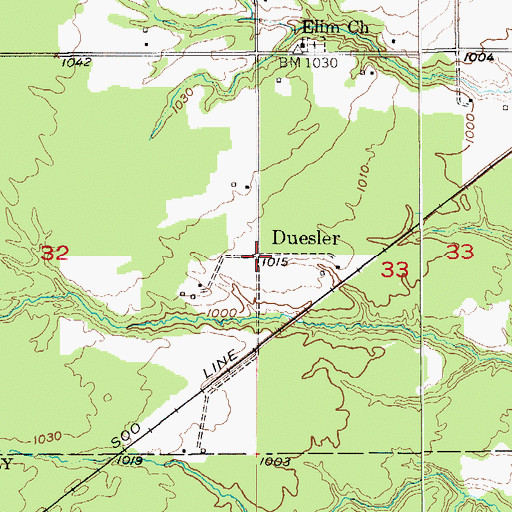Topographic Map of Duesler, MN