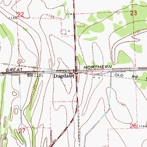 Topographic Map of Dugdale, MN
