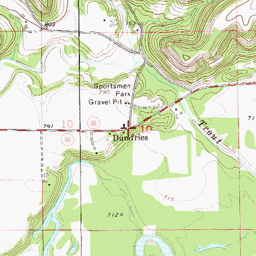 Topographic Map of Dumfries, MN