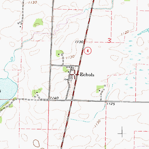 Topographic Map of Echols, MN