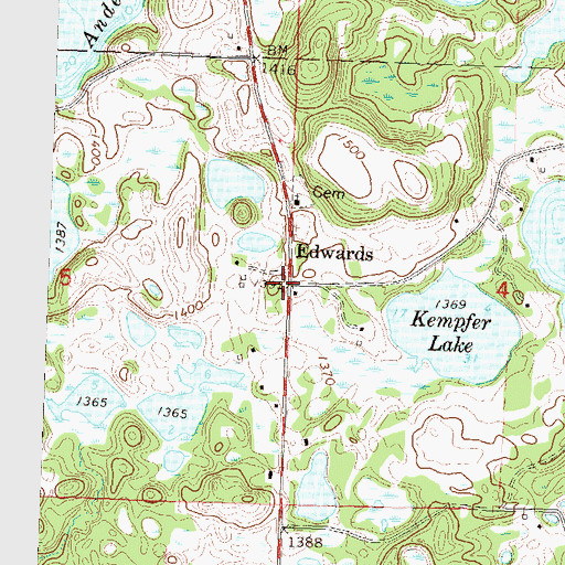 Topographic Map of Edwards, MN