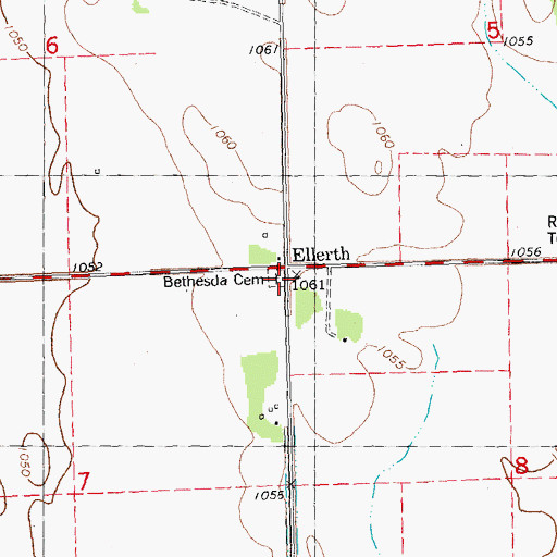 Topographic Map of Ellerth, MN
