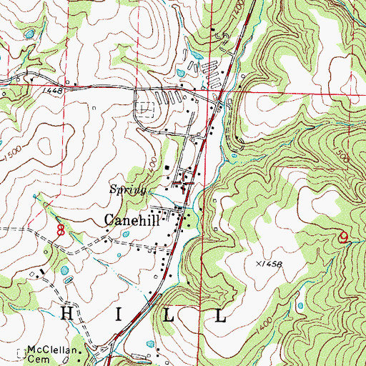 Topographic Map of United Presbyterian Church of Canehill, AR
