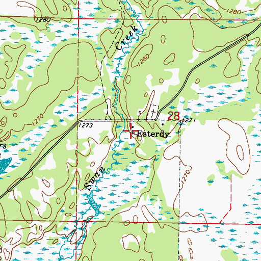 Topographic Map of Esterdy, MN
