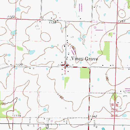 Topographic Map of Viney Grove United Methodist Church, AR