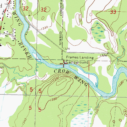 Topographic Map of Frames Landing Campground, MN