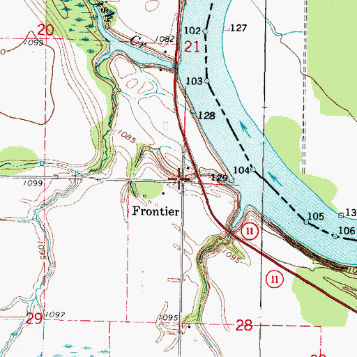 Topographic Map of Frontier, MN