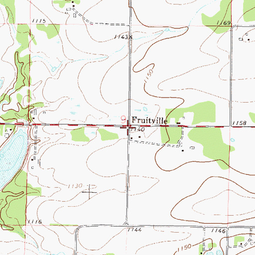 Topographic Map of Fruitville, MN