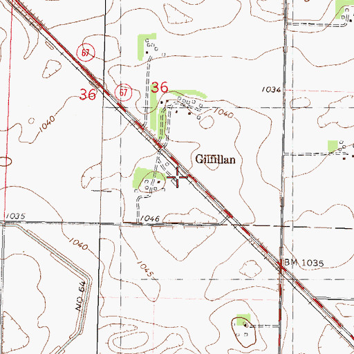 Topographic Map of Gilfillan, MN