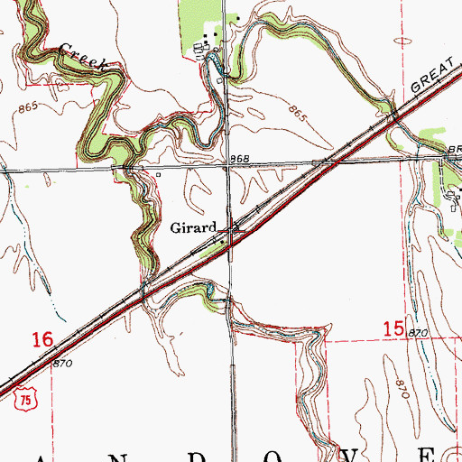 Topographic Map of Girard, MN