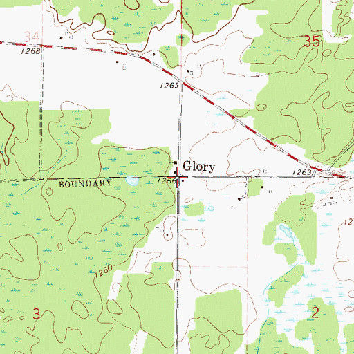 Topographic Map of Glory, MN
